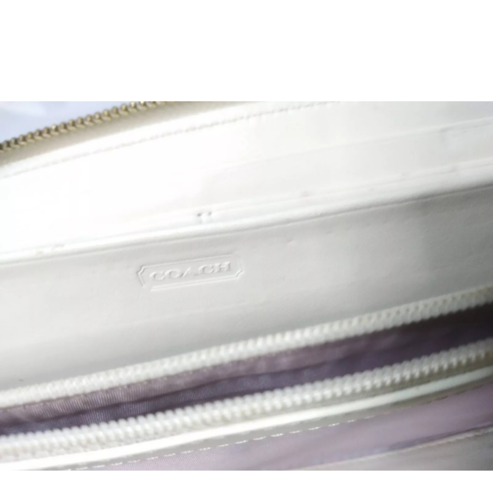 Vintage Coach Continental Zip Round Leather Wallet Organizer Almond & Beige - Picture 7 of 8